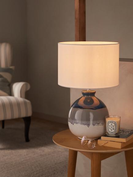 John Lewis Martha Ceramic Table Lamp - view 2, Blue/Green