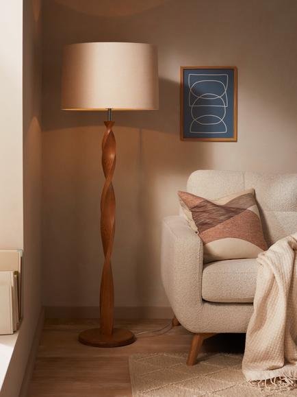 John Lewis Twirl Floor Lamp, Oak - view 2, Oak