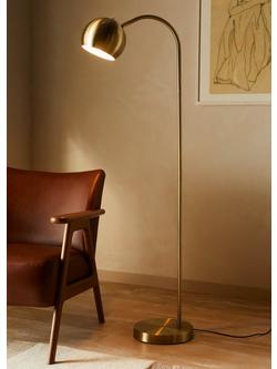 John Lewis Hector Mini Floor Lamp - view 2, Antique Brass