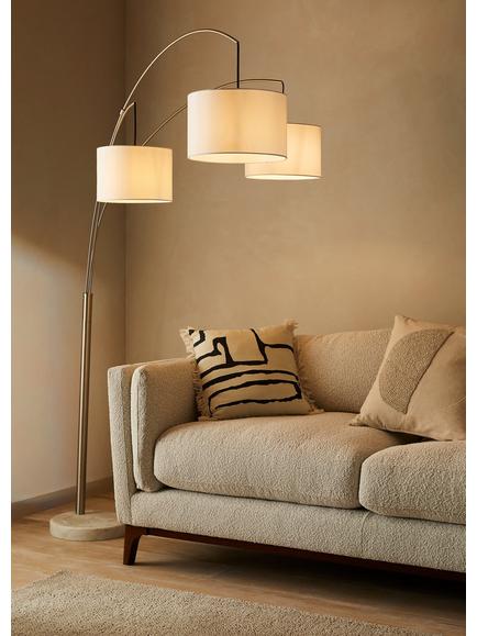 John Lewis Angus 3 Arm Arched Floor Lamp - view 2, Brushed Steel