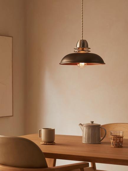 John Lewis Carmine Easy-to-Fit Ceiling Shade - view 2, Pewter/Copper