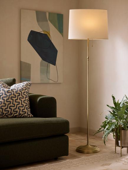 John Lewis Isabel Oval Shade Floor Lamp - view 2, Antique Brass
