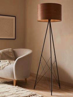 John Lewis Mia Floor Lamp, Walnut - view 2, Walnut