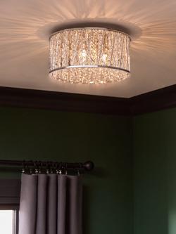 John Lewis Emilia Crystal Drum Flush Ceiling Light - view 2, Silver