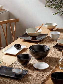 John Lewis Glossy Glaze Stoneware Square Plate, 25cm, Dark Brown - view 2, Dark Brown