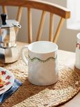 John Lewis Flora Fine China Mug, 405ml, Spring Green