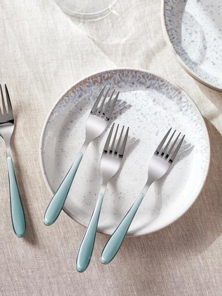 John Lewis Studio Pastry Forks, Set of 4 - view 2, Green