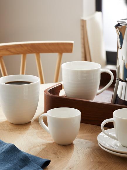 John Lewis Wave Fine China Espresso Cup & Saucer, Set of 2, 90ml - view 2, White