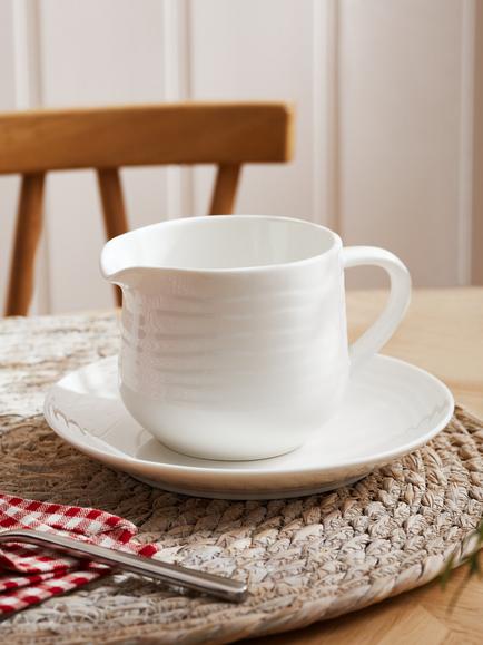 John Lewis Wave Fine China Milk Jug, 380ml - view 2, White
