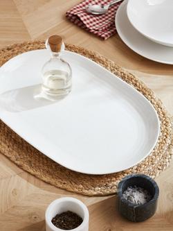 John Lewis Wave Fine China Oval Serving Platter, 38.7cm, White - view 2, White
