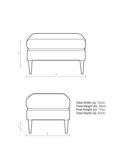 John Lewis + Swoon Mendel Ottoman, Gold Leg - view 2, Caspian Blue Velvet