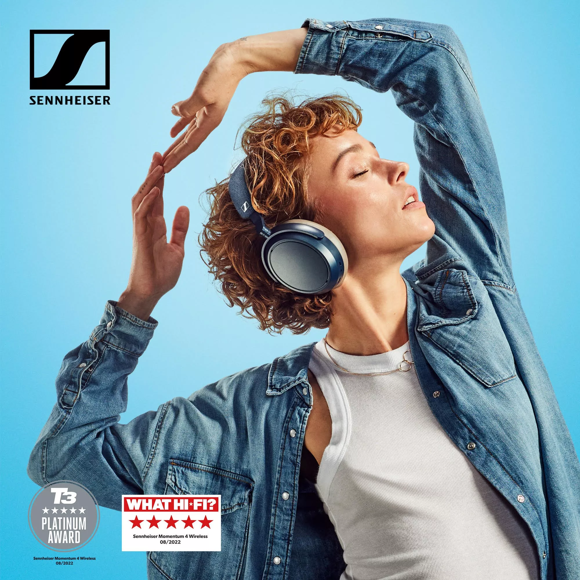 woman wearing sennheiser headphones