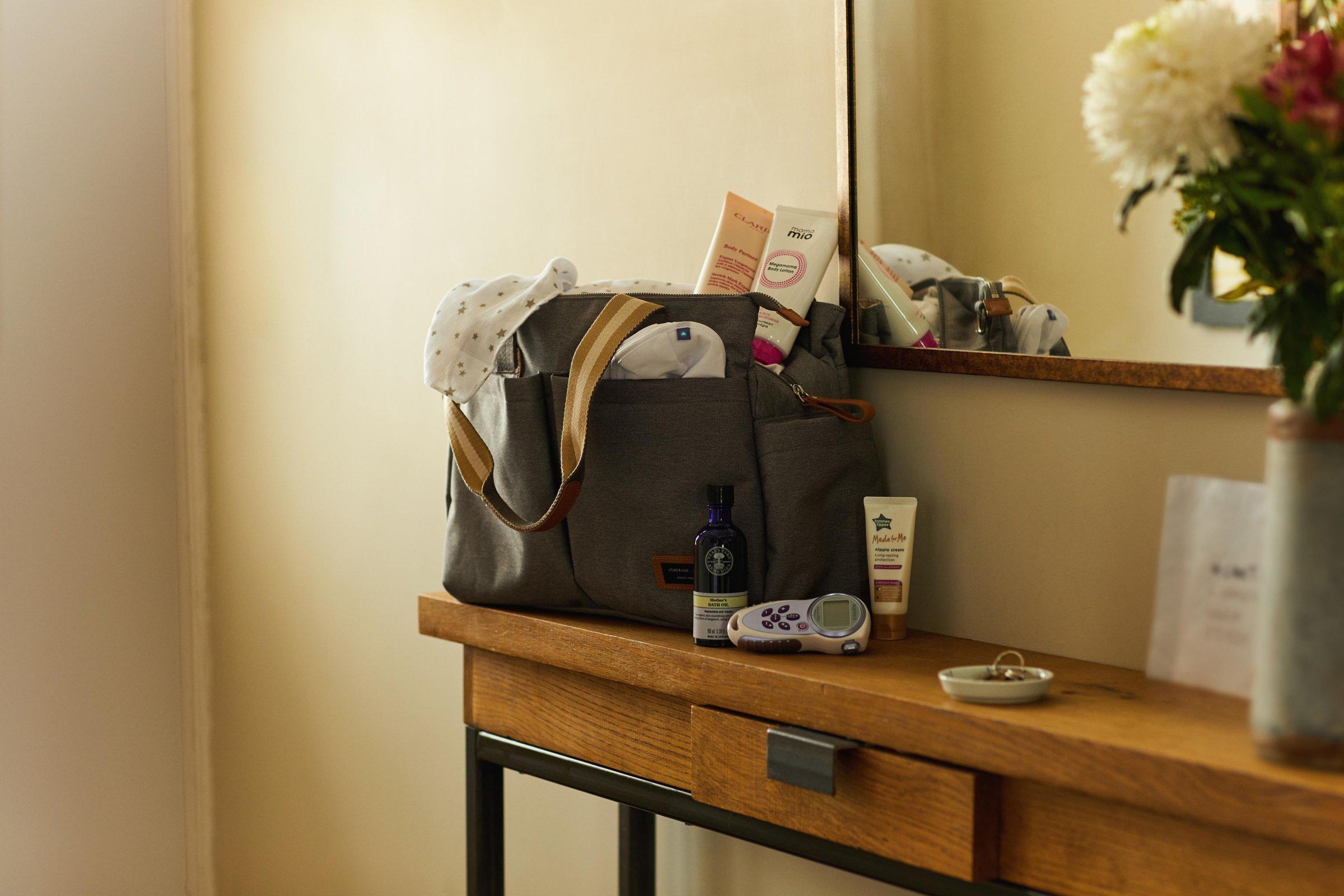 A hospital bag full of essential items