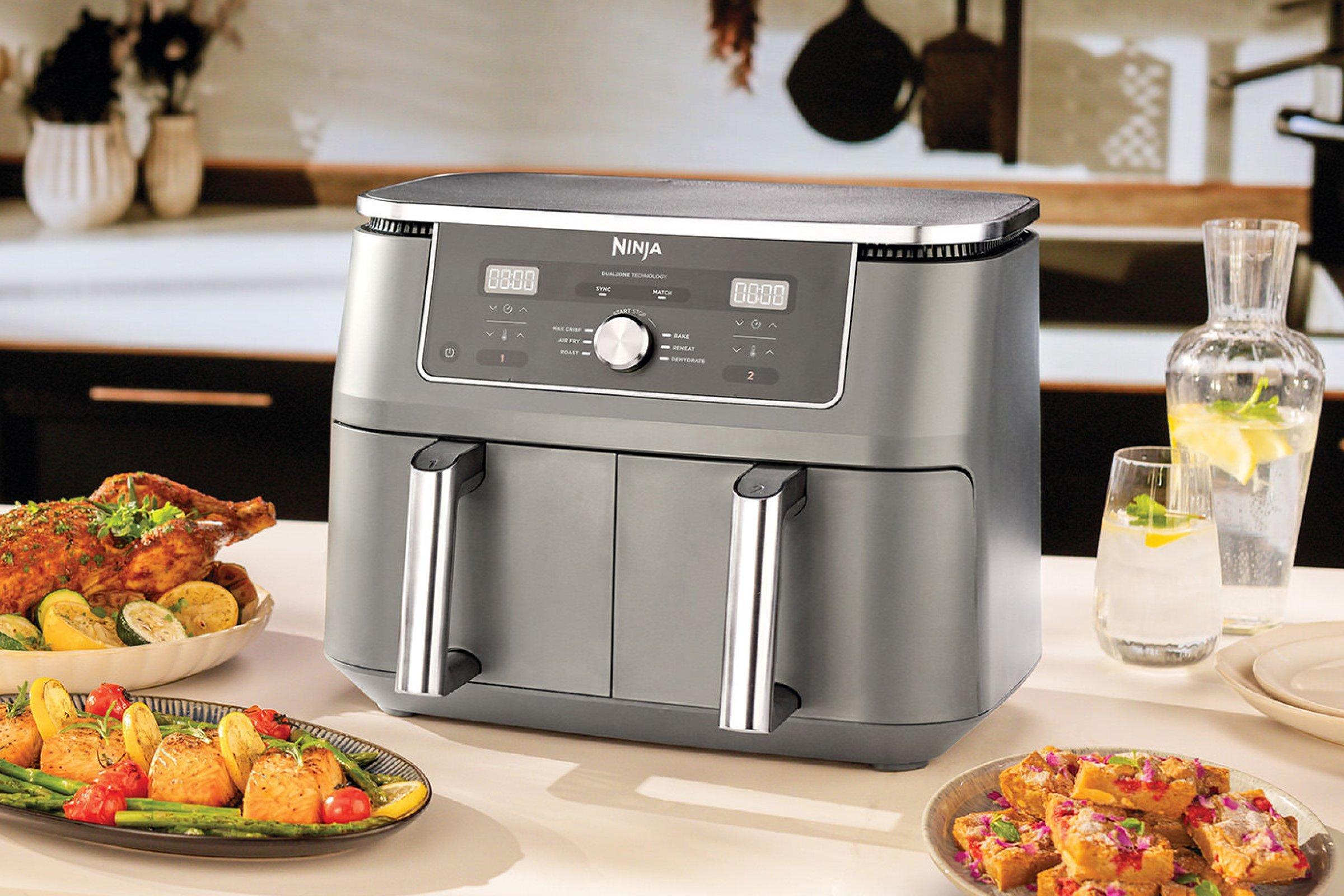 ninja DZ400UK in a kitchen surounded by food