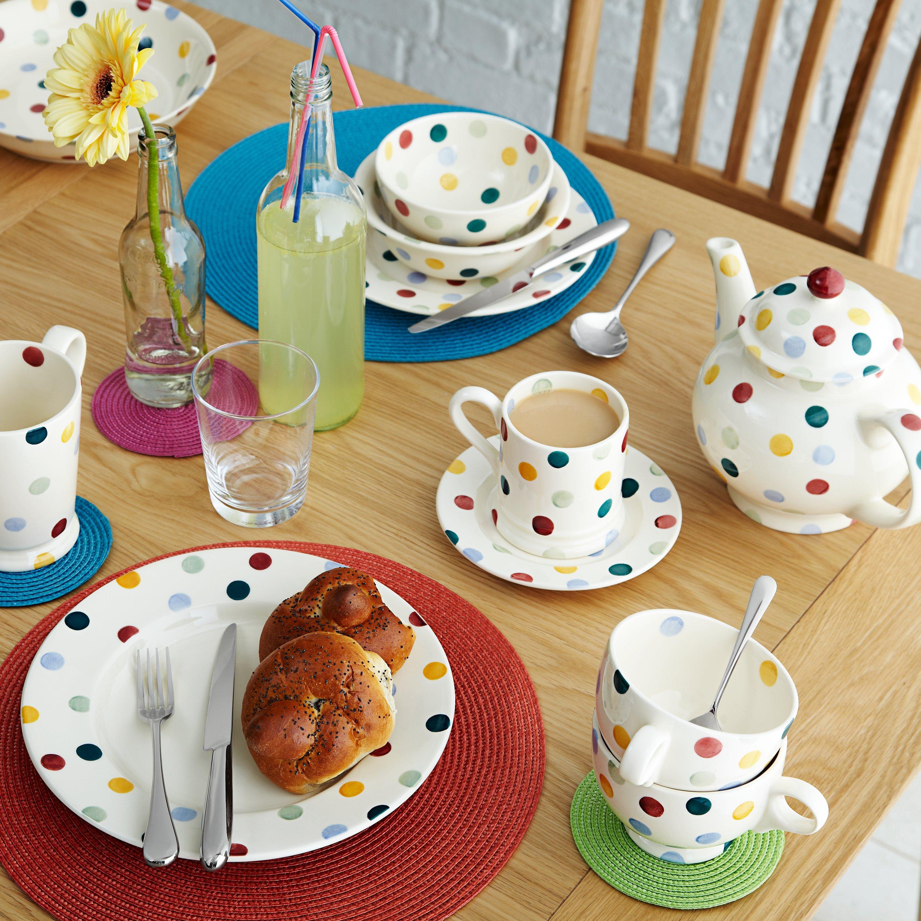 Polka dot dinner plates best sale