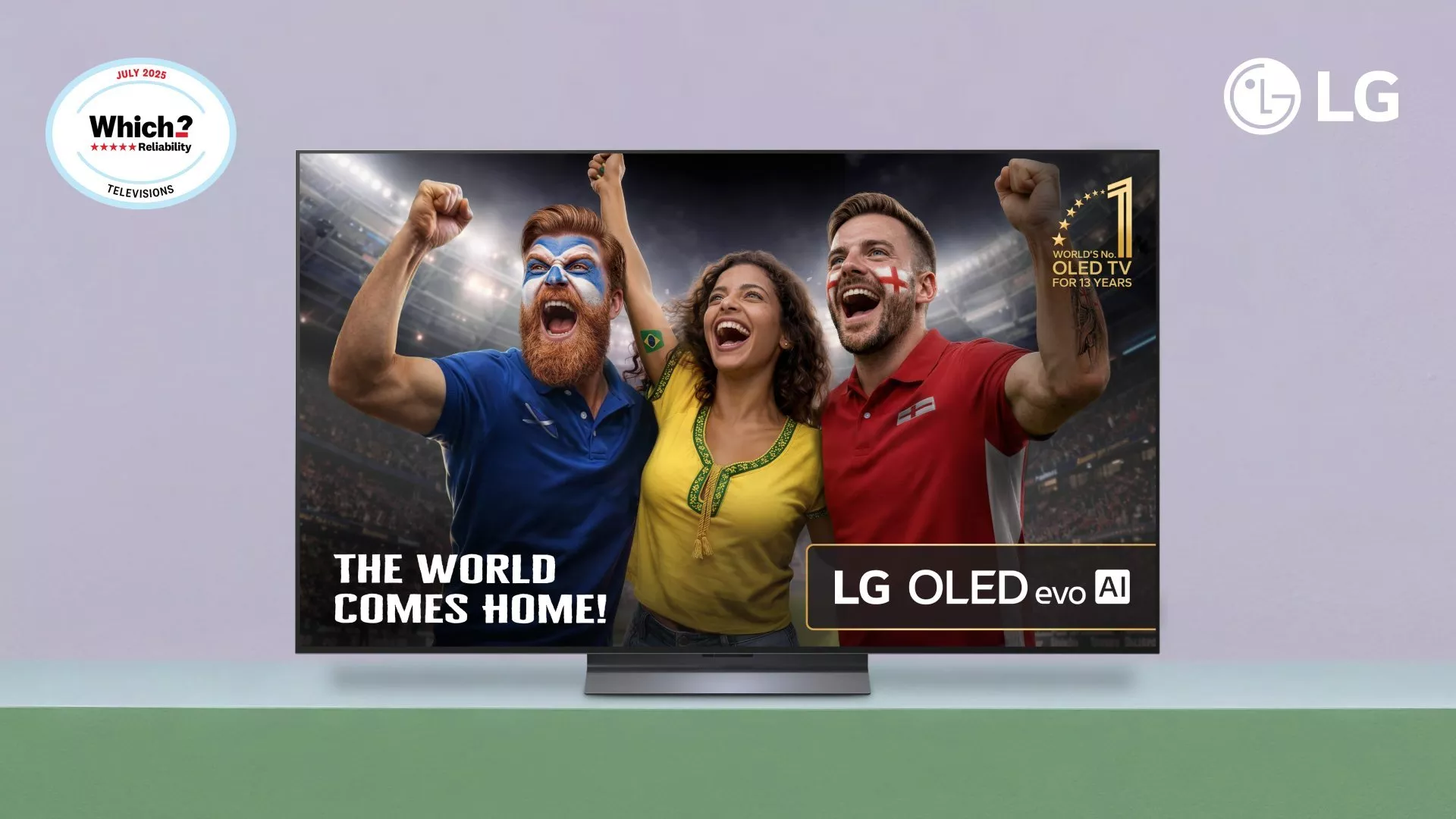Google Pixel phone, Chromecast remote and smart TV streaming live football match, players celebrating a goal.
