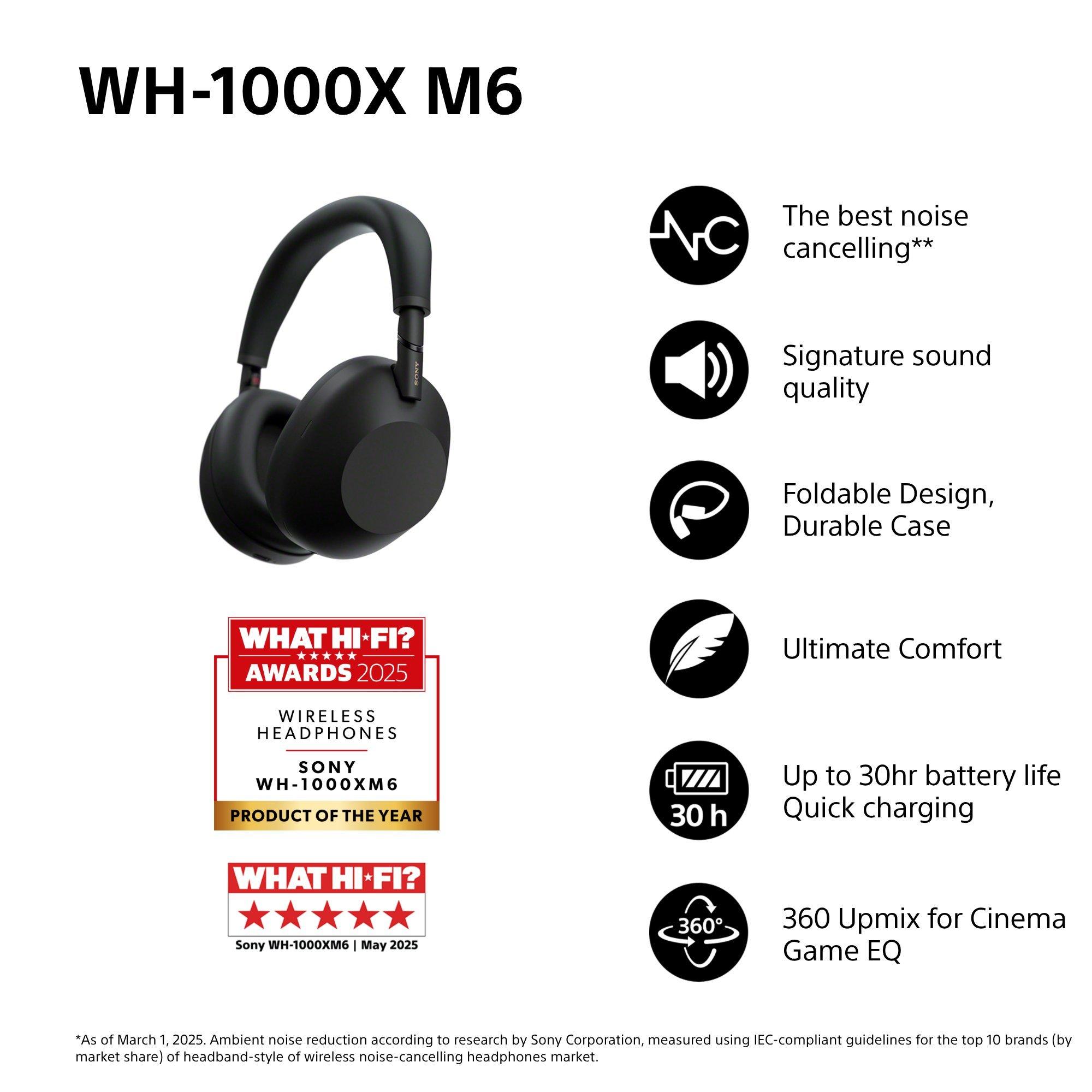 SONY WH-1000XM6 ブラック Sony WH-1000XM6 Flagship Noise Cancelling Over-Ear Wireless