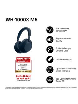 Sony WH-1000XM6 Noise Cancelling Wireless Bluetooth High Resolution Audio Over-Ear Headphones with Mic/Remote - view 2, Blue