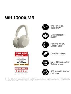 Sony WH-1000XM6 Noise Cancelling Wireless Bluetooth High Resolution Audio Over-Ear Headphones with Mic/Remote - view 2, Silver
