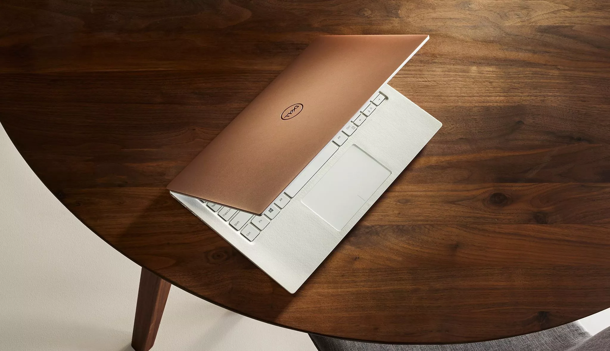 Laptop on a wooden table