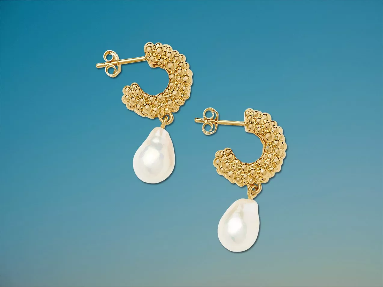Missoma Baya Pearl Drop Hoop Earrings