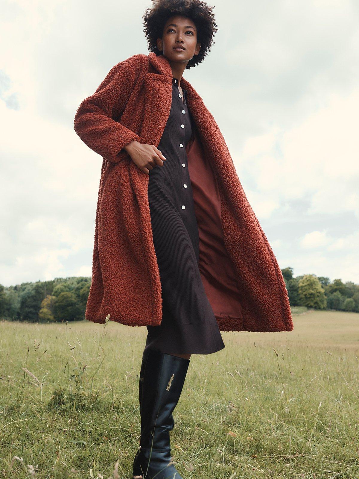 Phase Eight Libbie Longline Teddy Coat, Rust