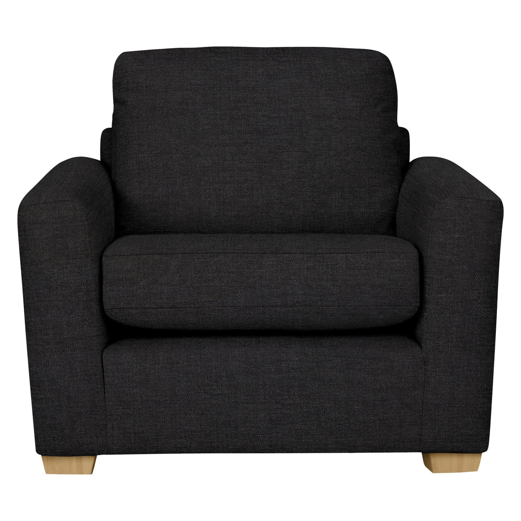 Oliver II Range, John Lewis Easy Clean Chunky Chenille Plain Fabric, Charcoal, Price Band C