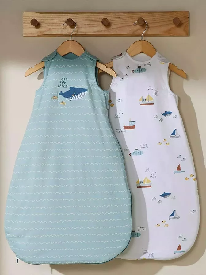 baby sleeping bags on coat hangers