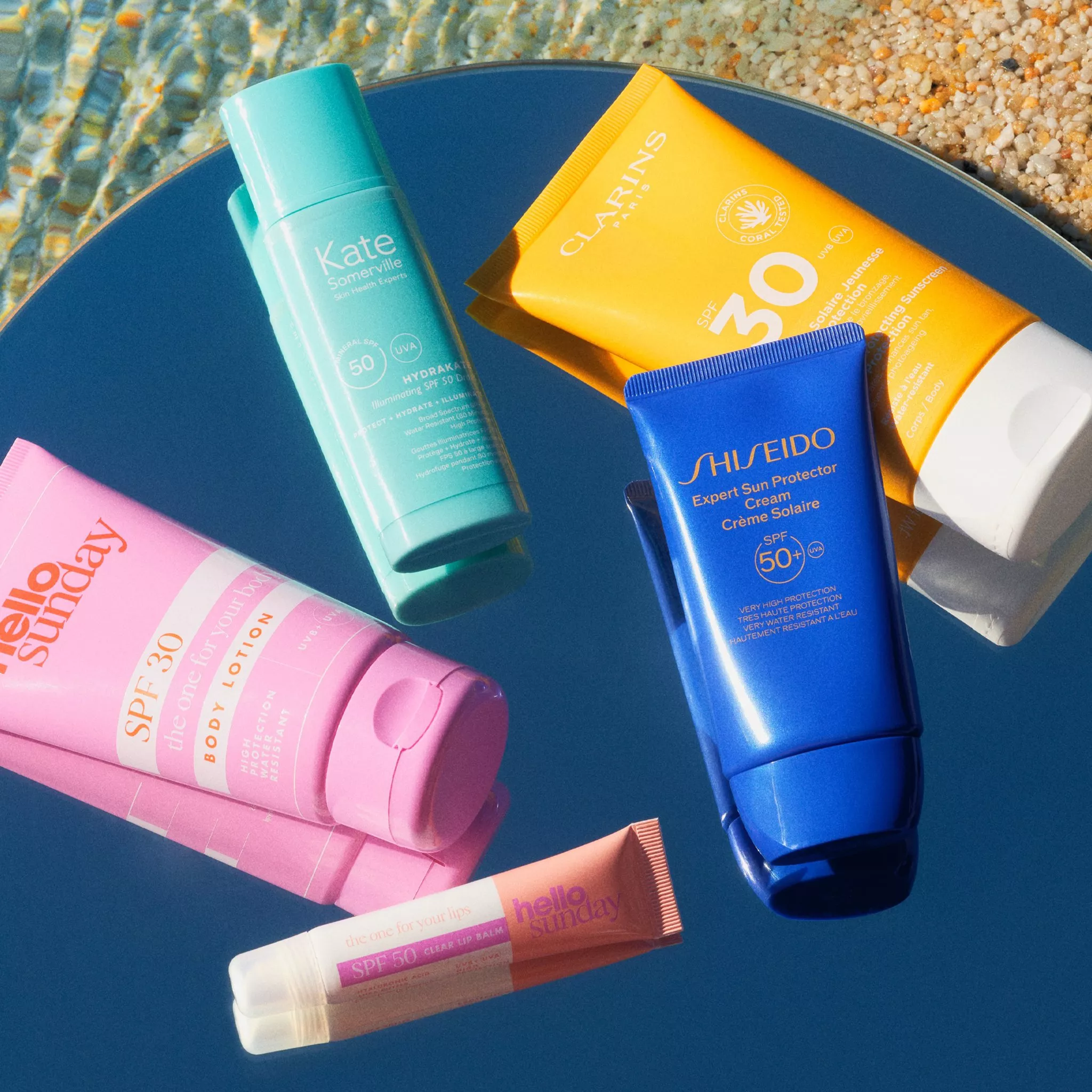 collection of suncare products