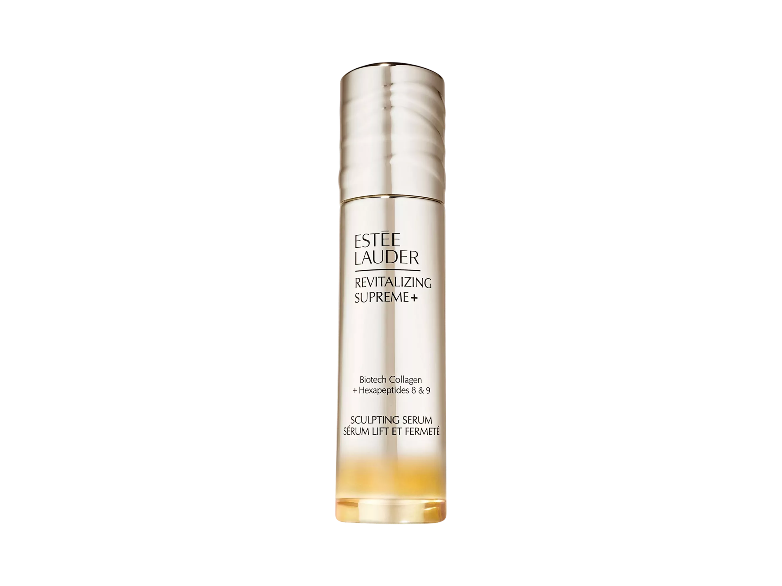 Estée Lauder Revitalizing Supreme+ Sculpting Serum bottle, luxury anti-ageing skincare product