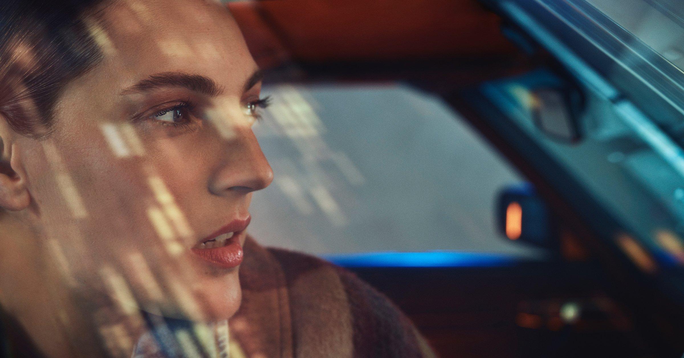 Close up image of a model wearing autumnal make up