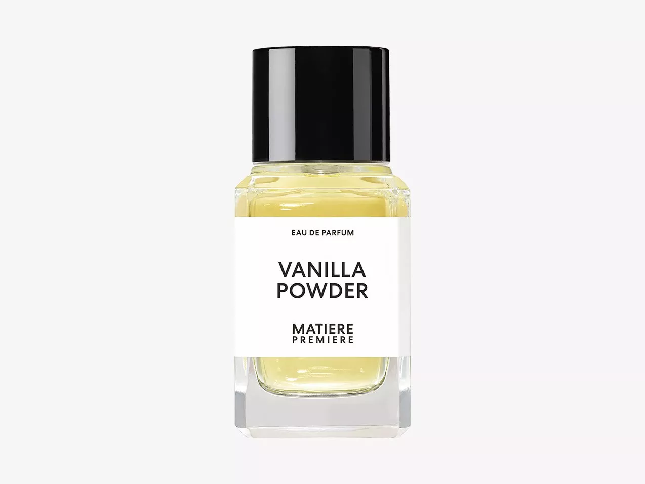 Matiere Premiere Vanilla Powder eau de parfum bottle with black cap, luxury fragrance product on white background