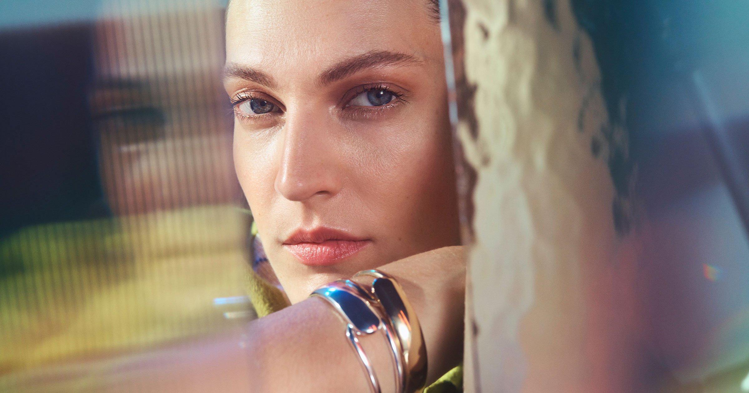 Close up image of a model with flawless skin