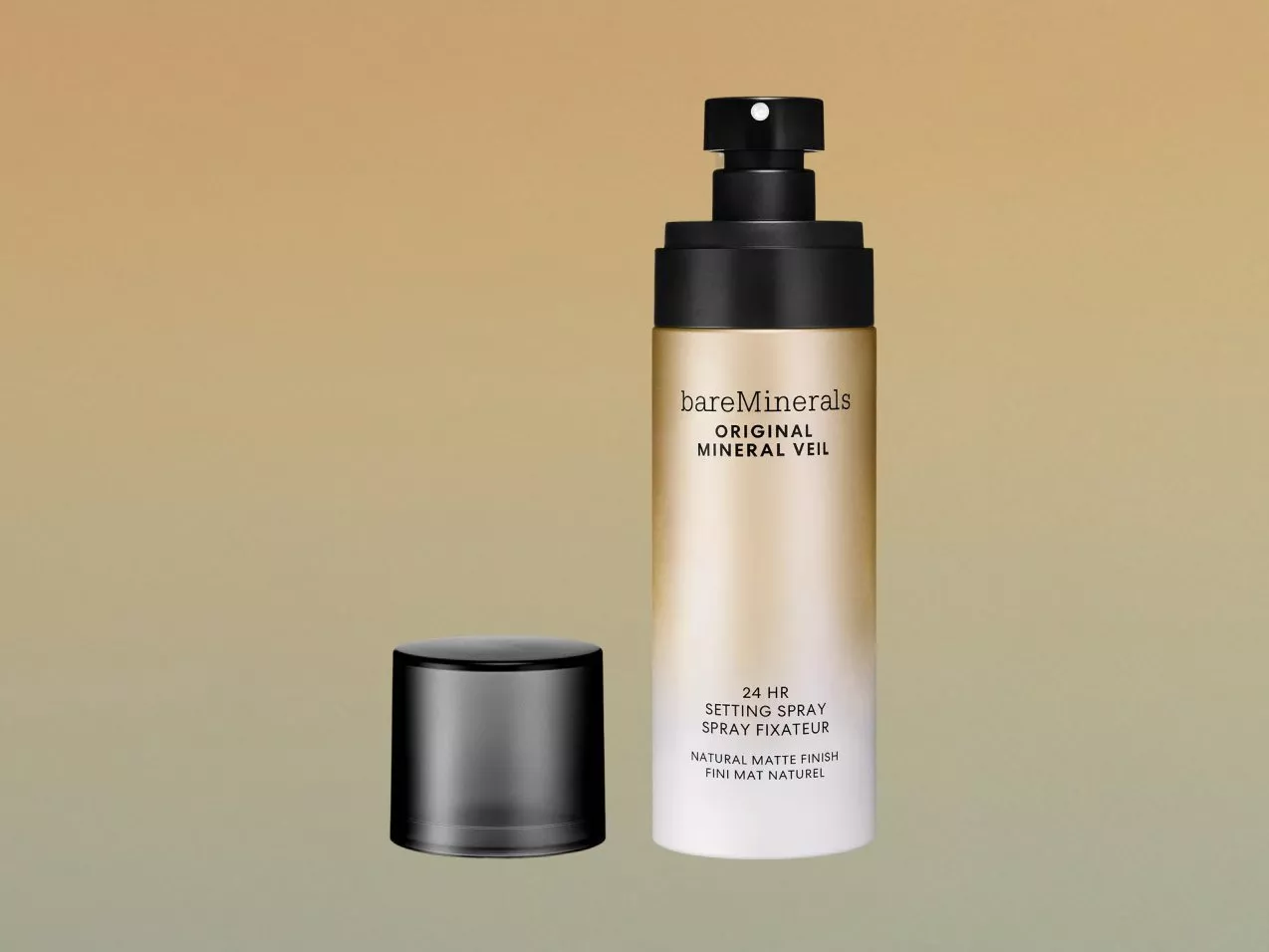 bareMinerals Original Mineral Veil 24-hour setting spray bottle with cap, natural matte finish makeup fixer