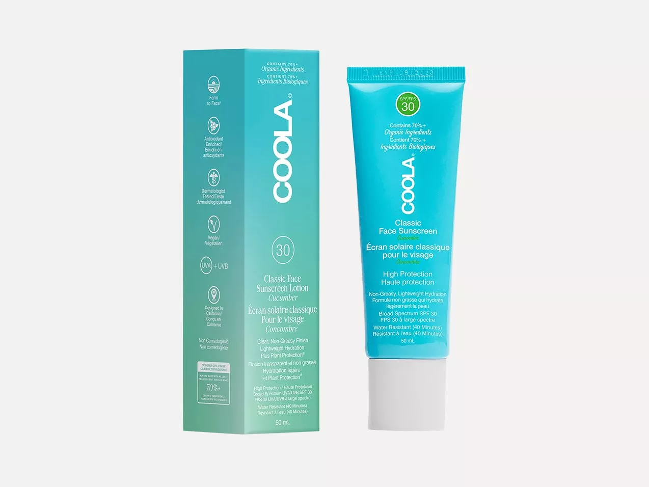 COOLA Face Lotion SPF 30, Cucumber, 50ml