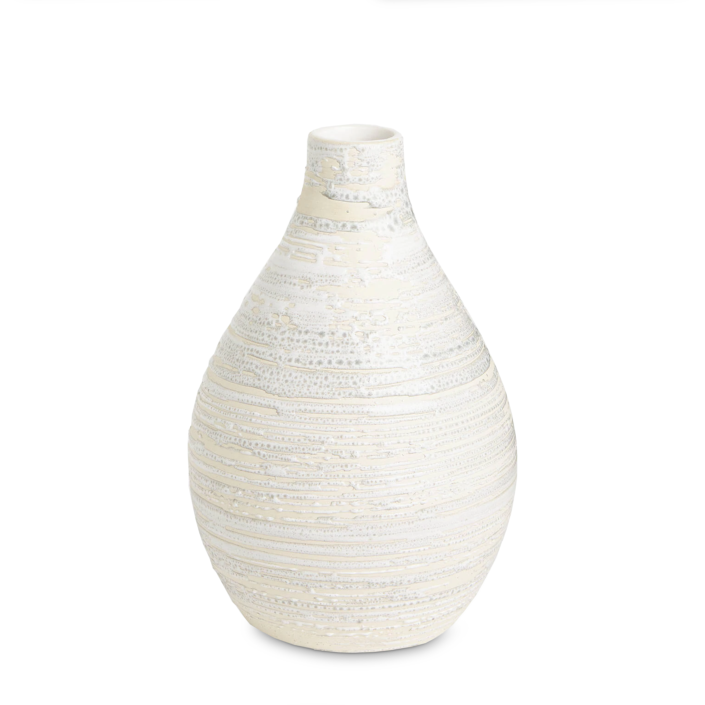 John Lewis & Partners Saturn Rings Reactive Glaze Vase, White, H22cm