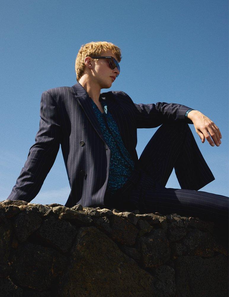 man wearing a blue suit