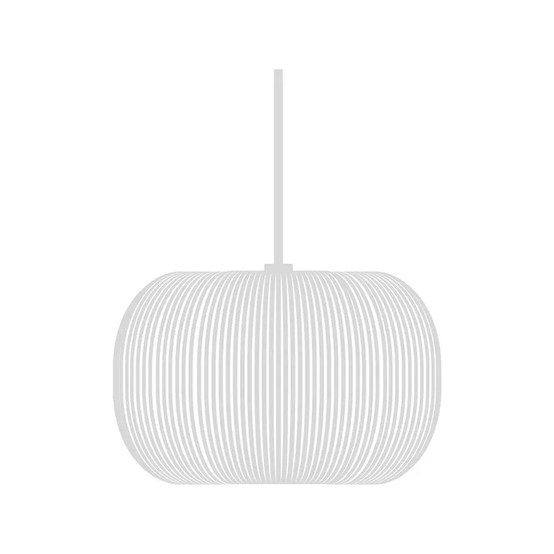 Modern white ribbed pendant ceiling light shade, minimalist Scandinavian hanging lamp on plain background