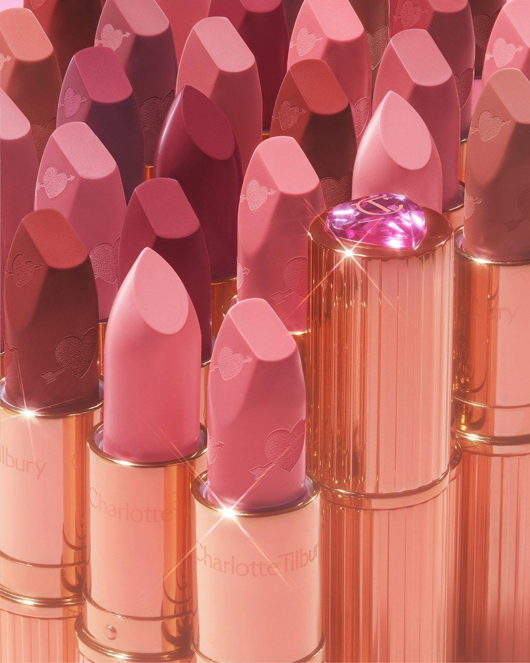 Image of a close up selection of Charlotte Tilbury lipsticks