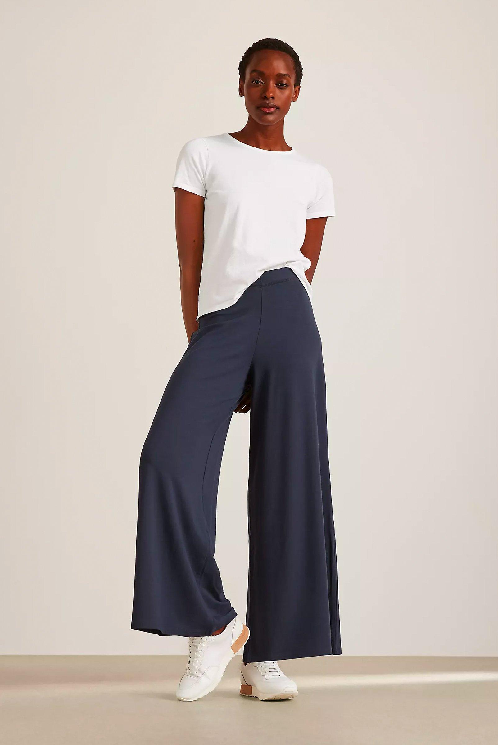 John Lewis Jersey Wide Leg Trousers in Navy, £35