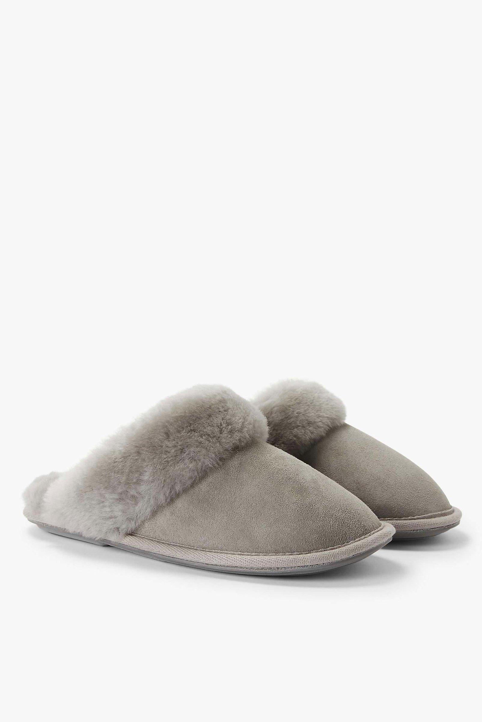 John Lewis Sheepskin Mule Slippers in Mid Grey, Chestnut or Night Sky, £49