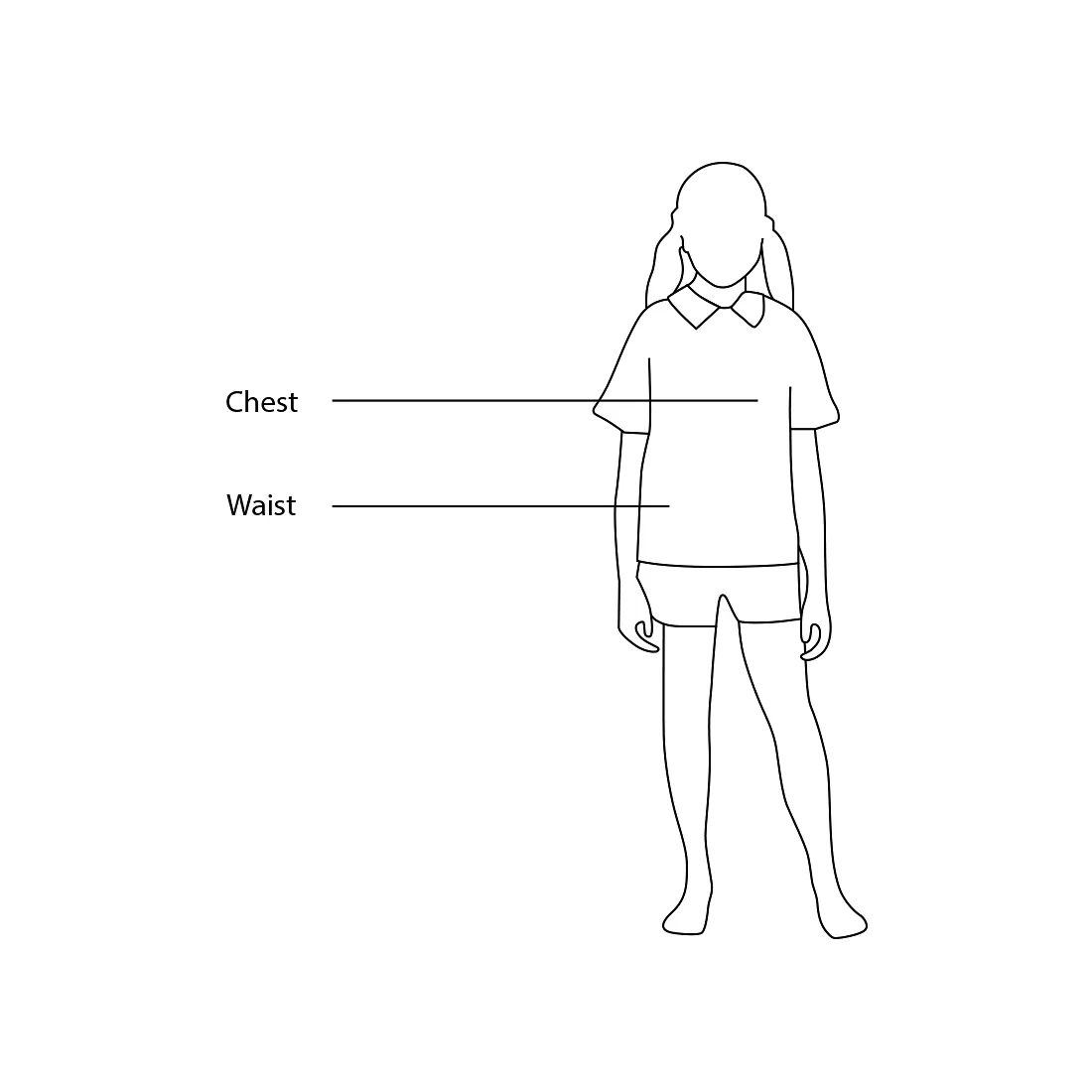 Diagram showing how to measure chest and waist on a woman for accurate clothing size and fit guide