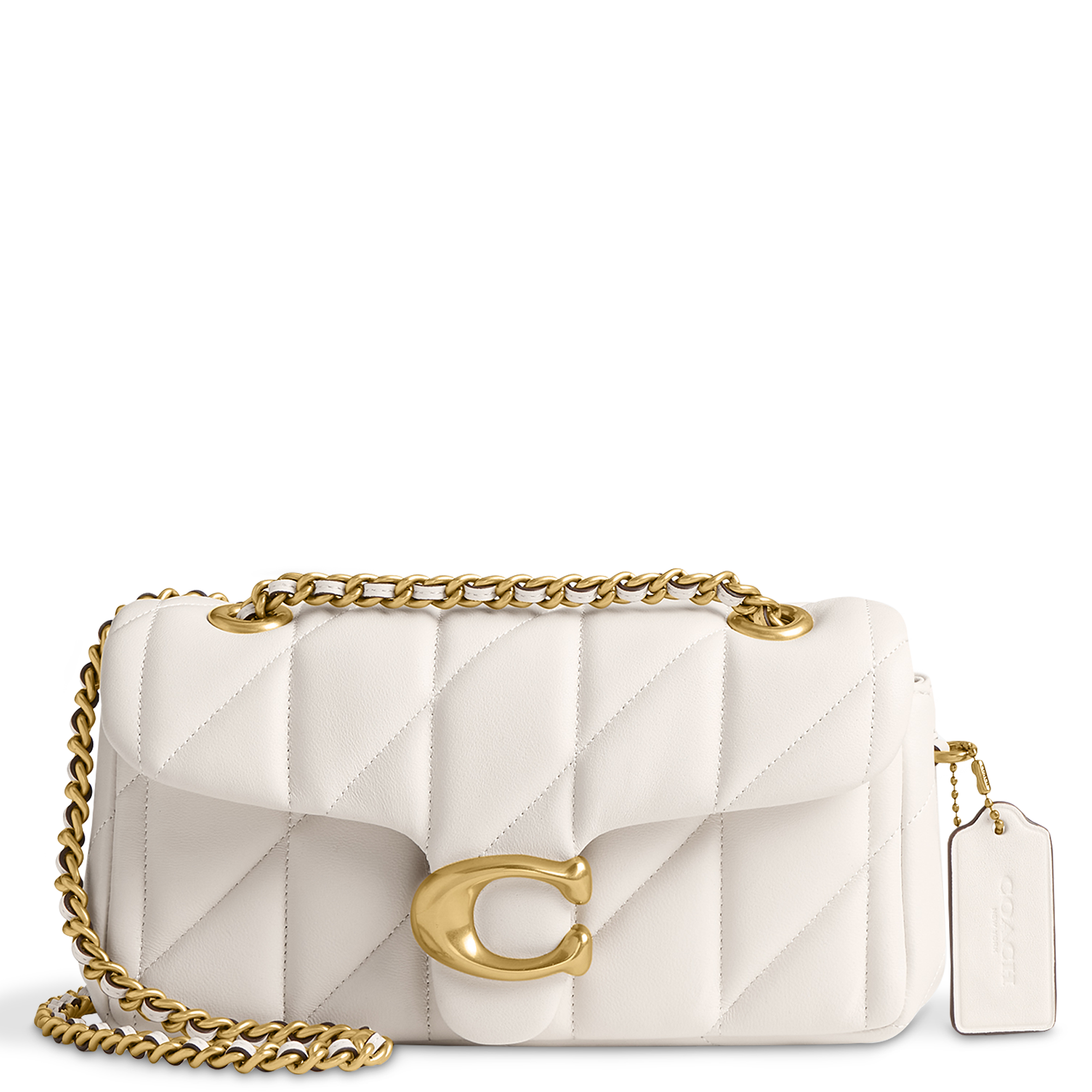 Coach Tabby 20 Quilted Leather Chain Strap Cross Body Bag, Chalk