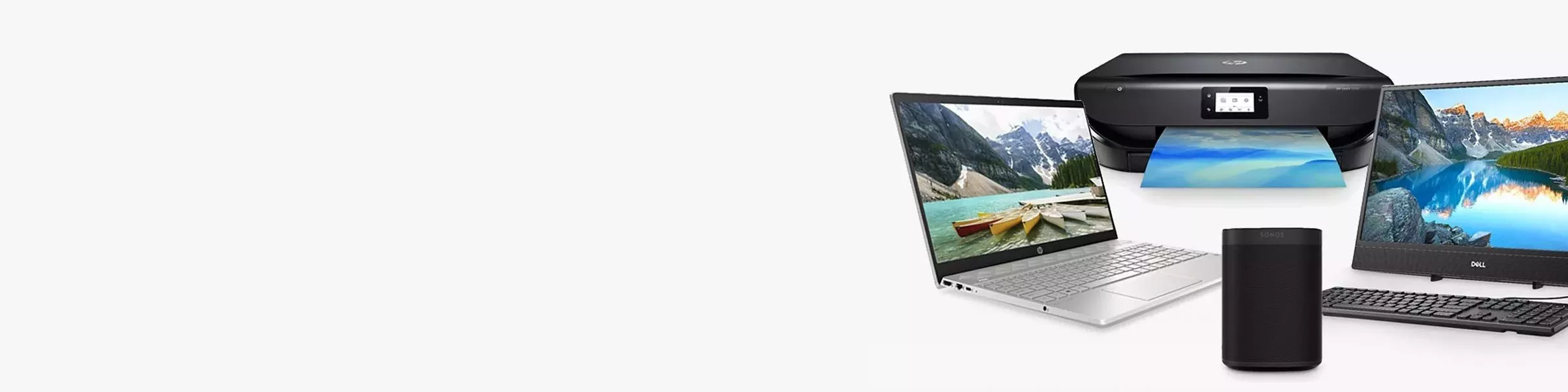 Collection of a laptop, printer, speaker and tablet 