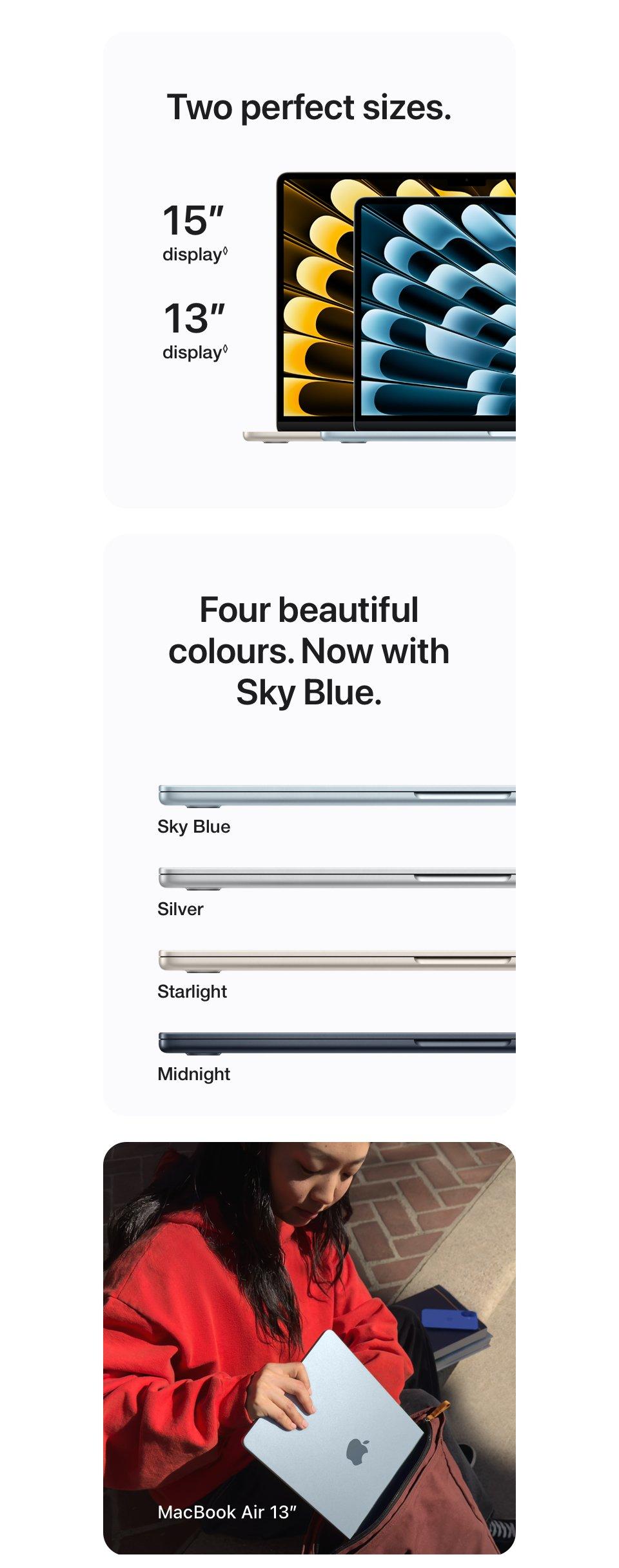 Two perfect sizes. Four beautiful colours.