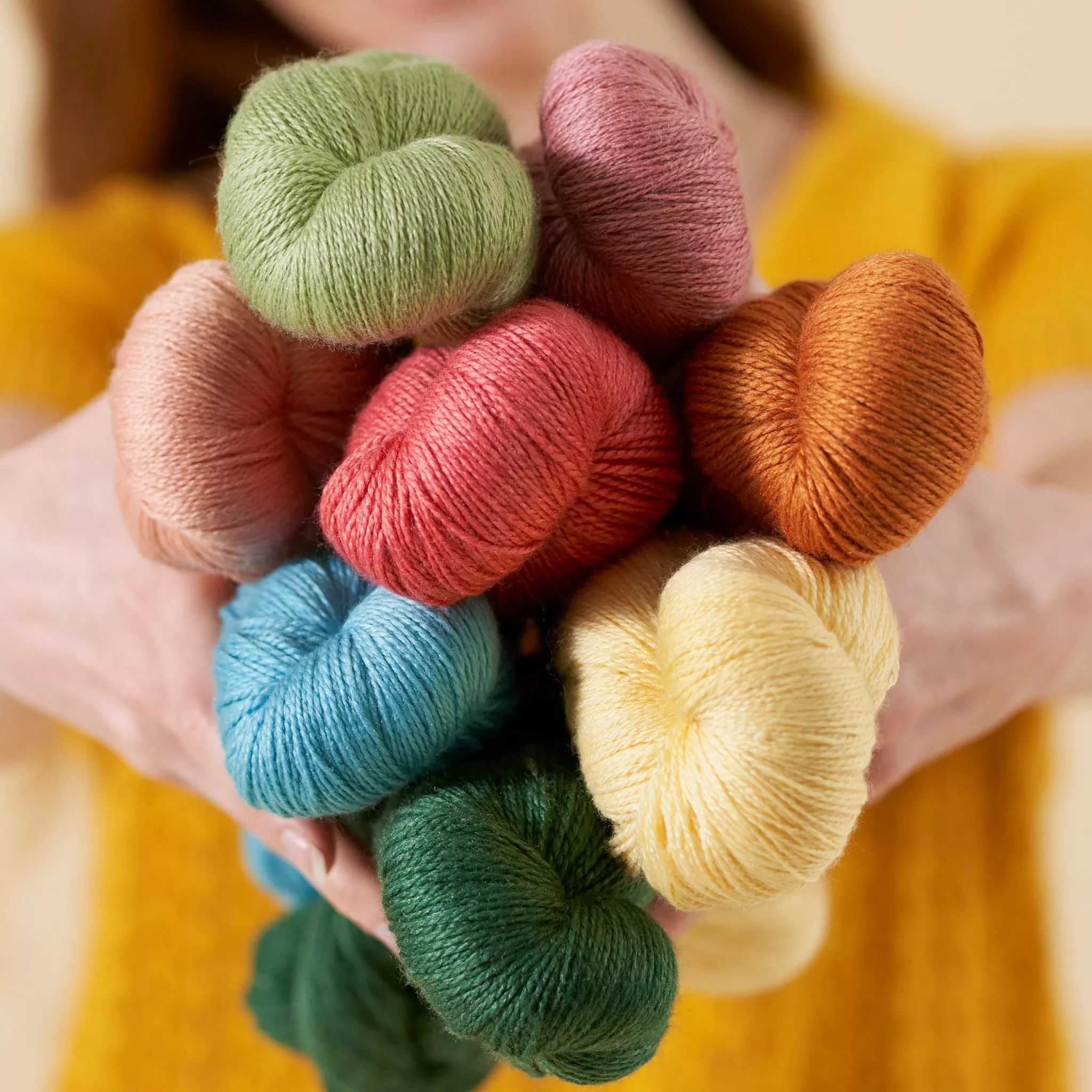 Collection of different coloured yarn
