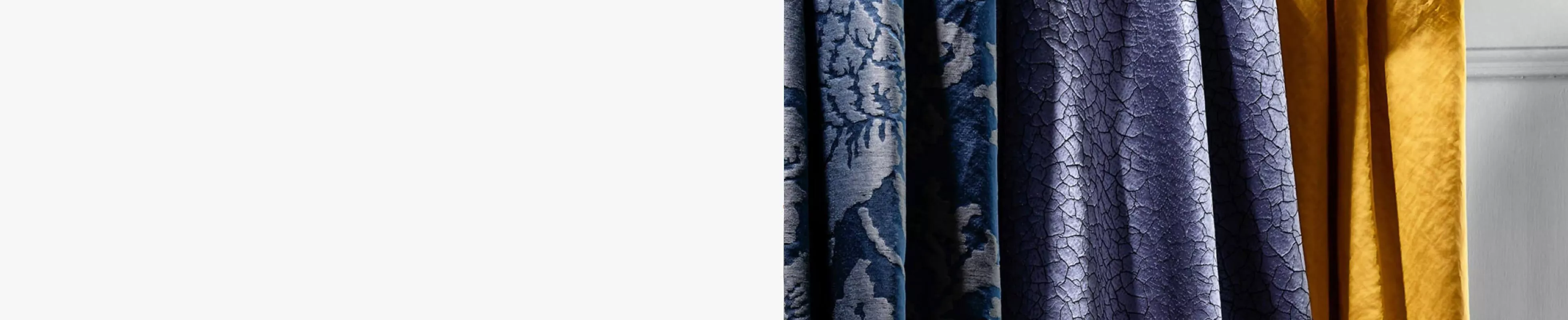 Blue and yellow curtain fabric