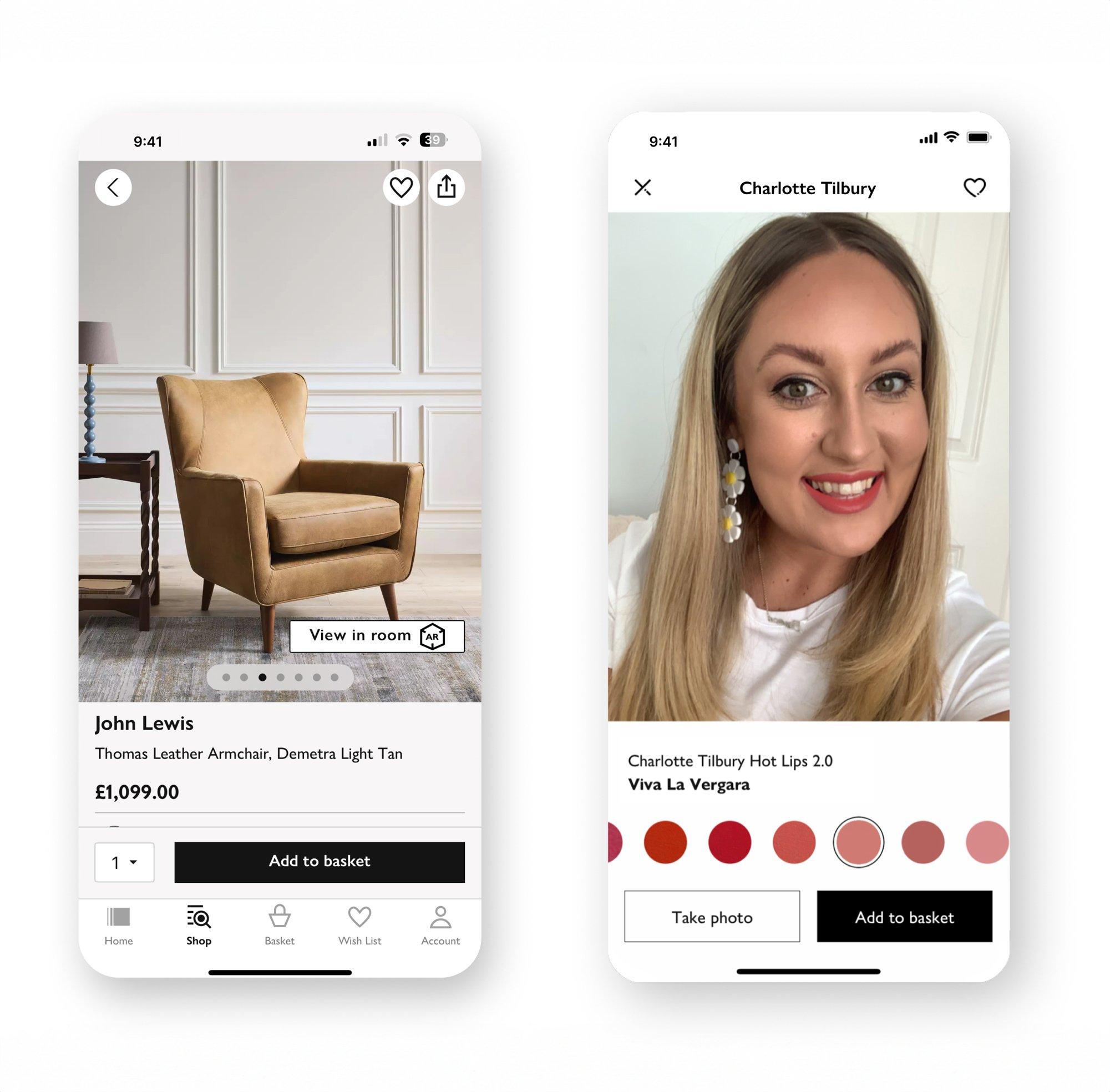 John Lewis in-app visualiser tools