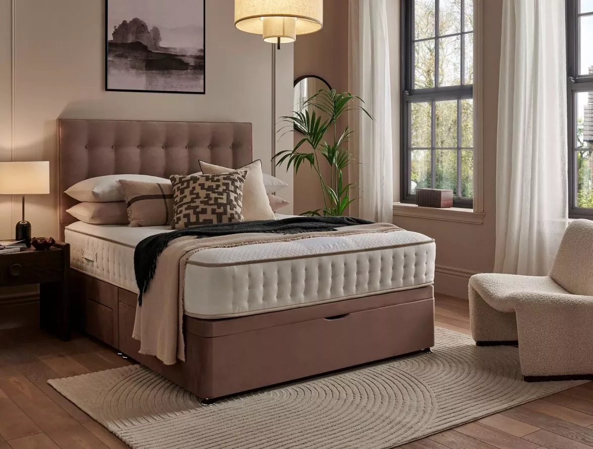 lifestyle shot of a mattress on a bed in a modern room