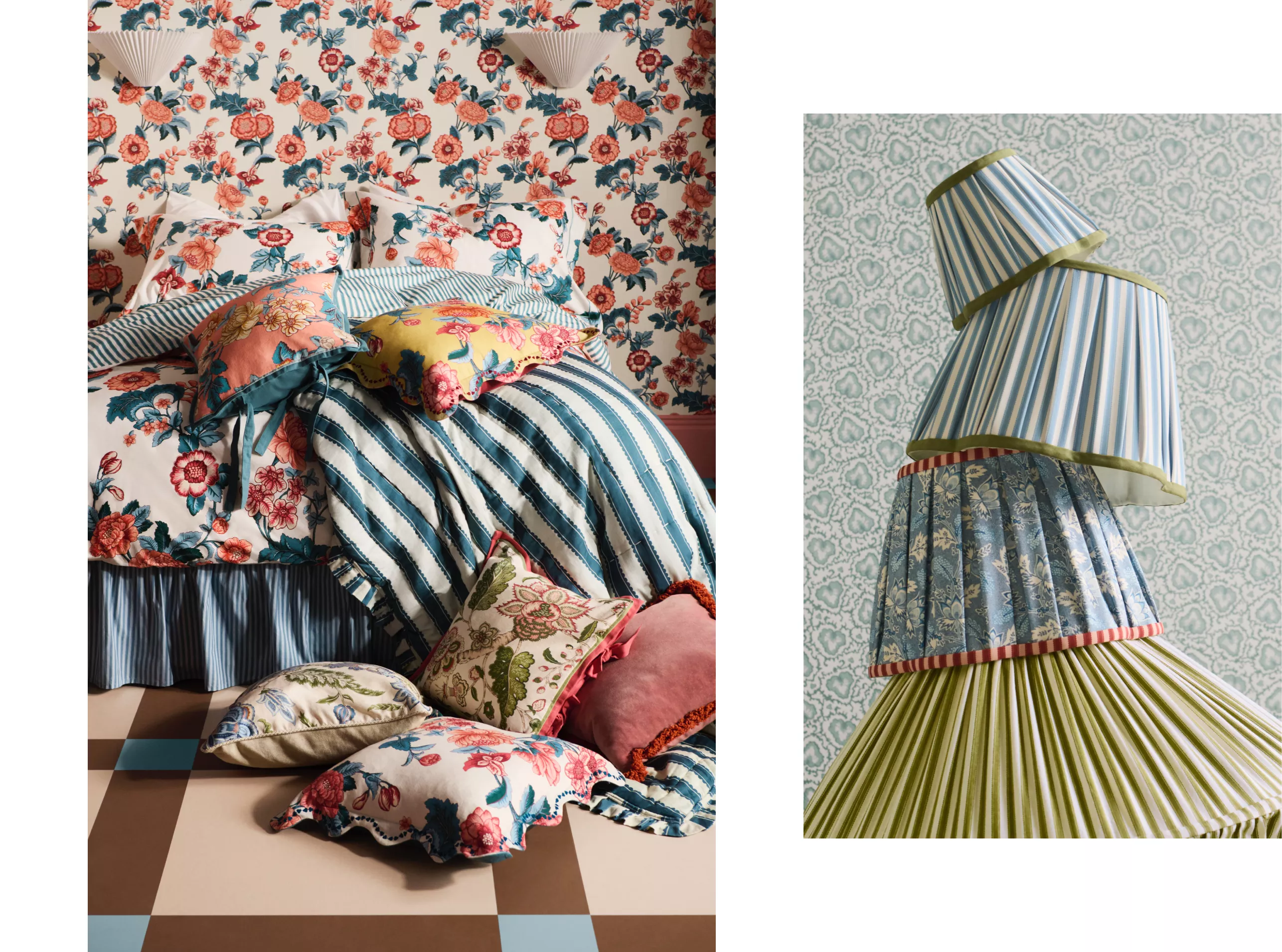 2 images of sanderson colouful cushions